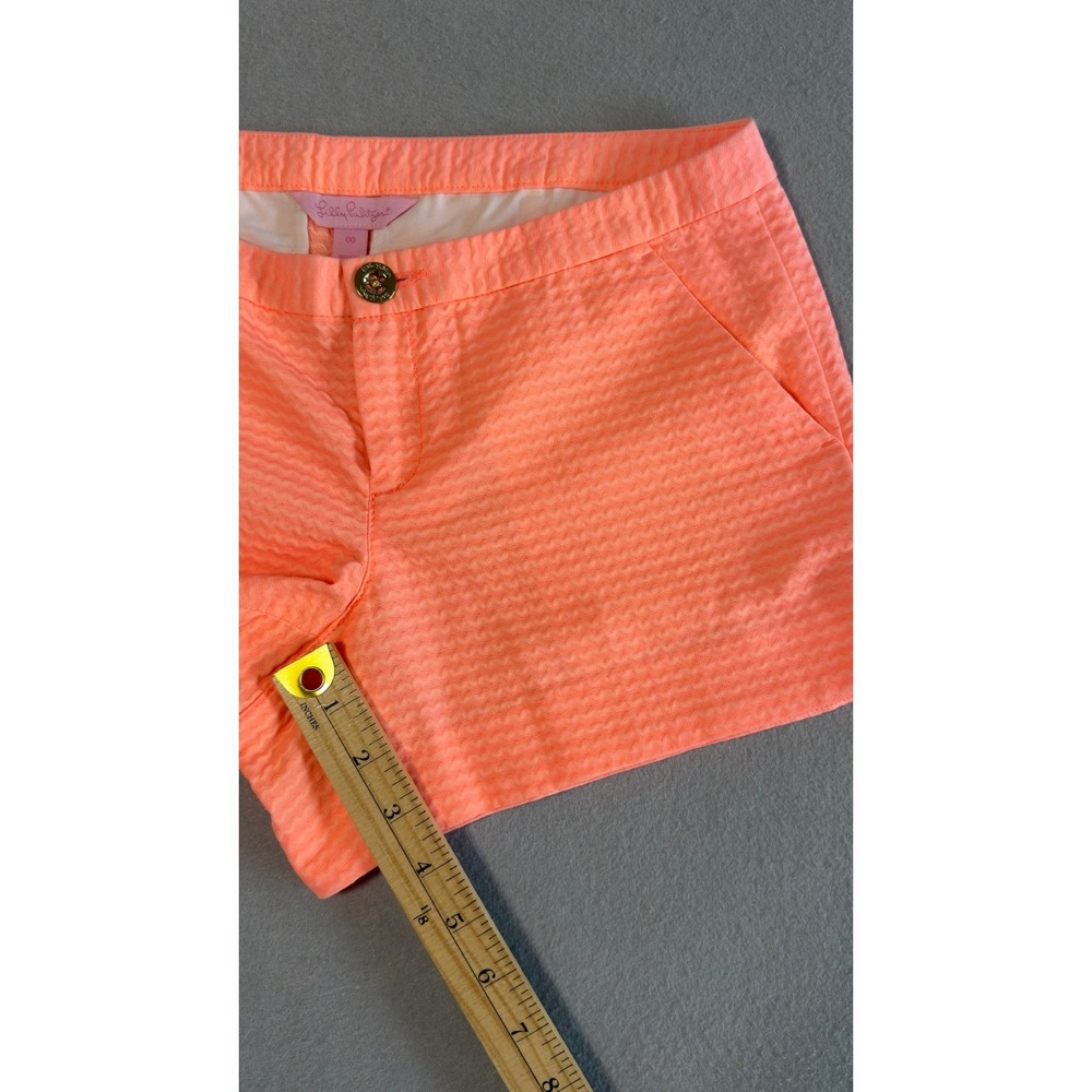 Lilly Pulitzer Women's Shorts in Neon Coral Orange, Seersucker, Cotton, Size 00 - Picture 11 of 11